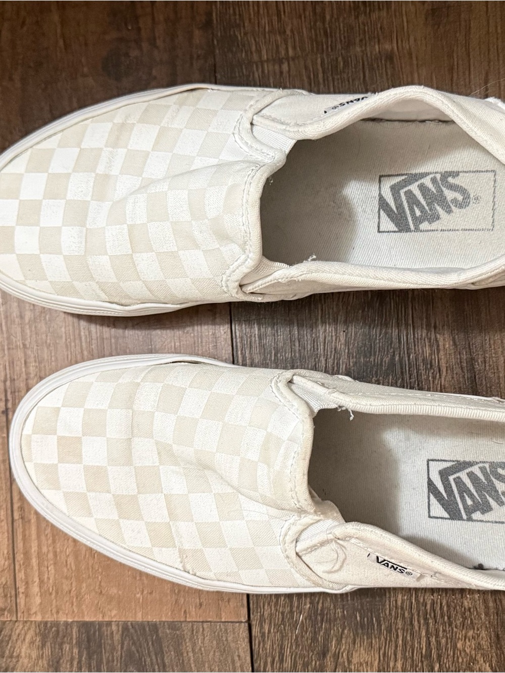 Vans Slip-On Checkerboard Loafers in Cream